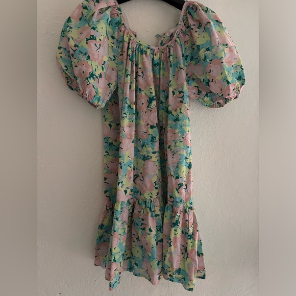 Gianni Bini Women’s Mini Floral Pastel Puff Sleeve Size X-Small - Picture 3 of 5